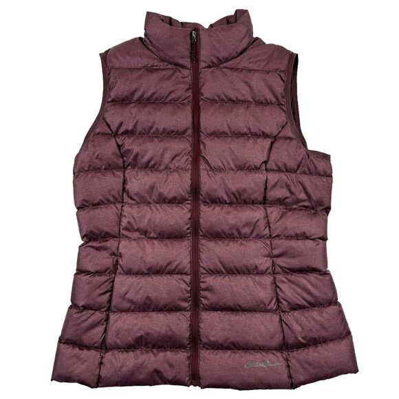 Eddie Bauer Burgundy EB650 Quilted Puffer Full Zip VESTWomen's Size M 80% Down - Picture 1 of 6
